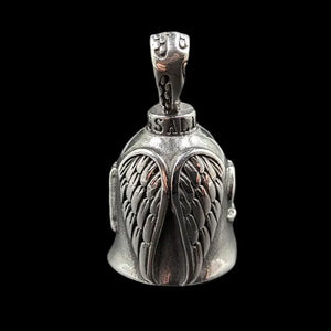 silver gremlin bell with angel wings