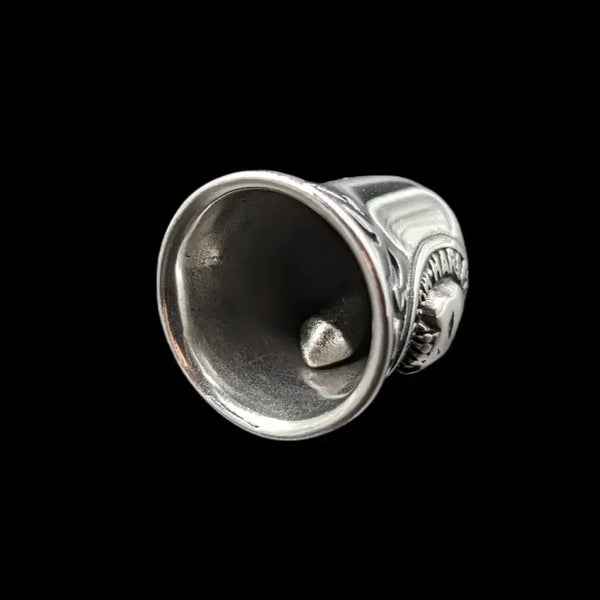 silver motorcycle bell with harley davidson skull and flames