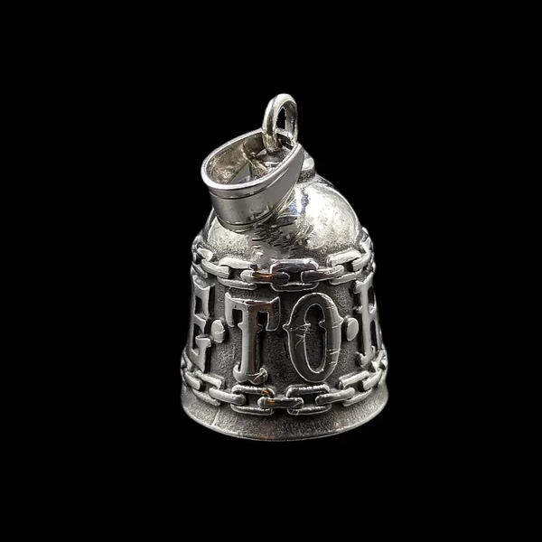 silver gremlin bell with text live to ride