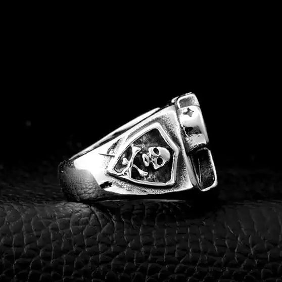 silver biker ring of brass knuckles