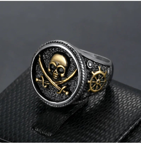 Pirate Skull & Swords Signet Ring