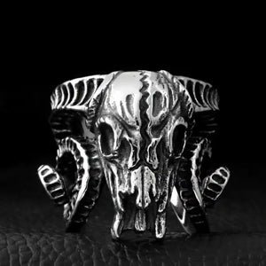 silver ram skull ring
