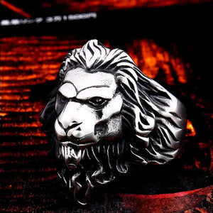 silver ring of a lion's head