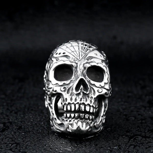 silver mexican skull ring