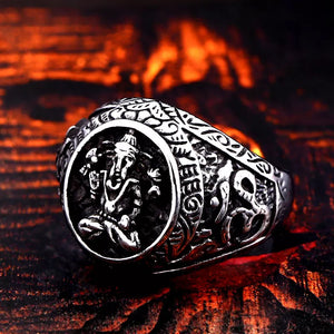 silver ring with hindu god ganesh