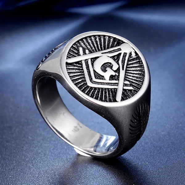 Square & Compass Masonic Ring